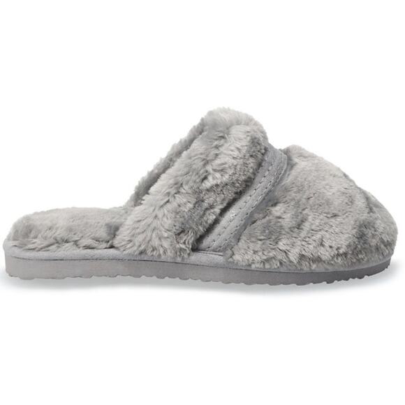 Sonoma Goods For Life gray plush faux fur clogs slippers - Picture 6 of 12